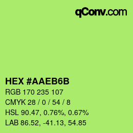 颜色代码: HEX #AAEB6B | qconv.com