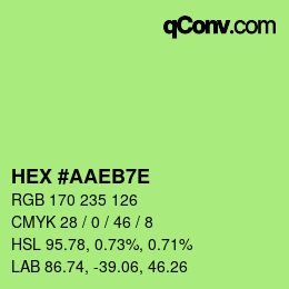 Color code: HEX #AAEB7E | qconv.com