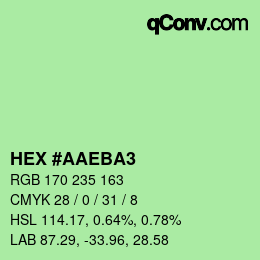 Color code: HEX #AAEBA3 | qconv.com