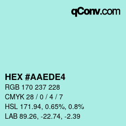 カラーコード: HEX #AAEDE4 | qconv.com