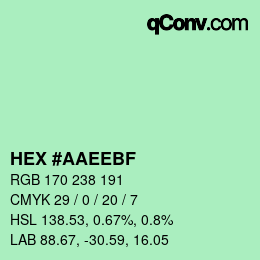 颜色代码: HEX #AAEEBF | qconv.com