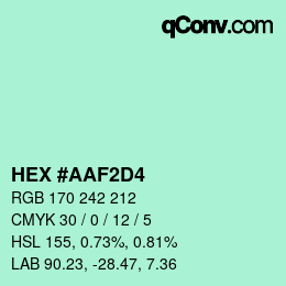 Color code: HEX #AAF2D4 | qconv.com