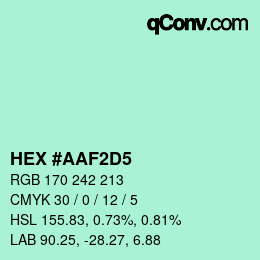 Color code: HEX #AAF2D5 | qconv.com