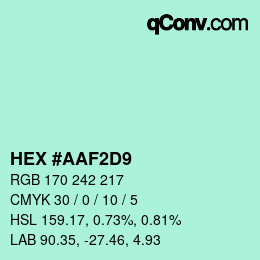 Color code: HEX #AAF2D9 | qconv.com