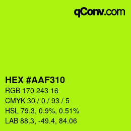 Color code: HEX #AAF310 | qconv.com