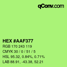 Farbcode: HEX #AAF377 | qconv.com