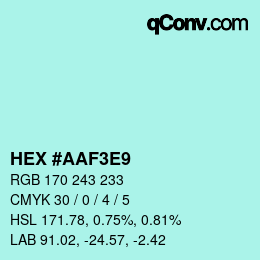 Color code: HEX #AAF3E9 | qconv.com