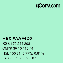 颜色代码: HEX #AAF4D0 | qconv.com