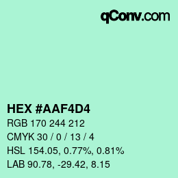 颜色代码: HEX #AAF4D4 | qconv.com