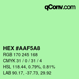 Color code: HEX #AAF5A8 | qconv.com
