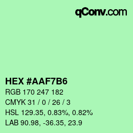 カラーコード: HEX #AAF7B6 | qconv.com