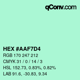 カラーコード: HEX #AAF7D4 | qconv.com