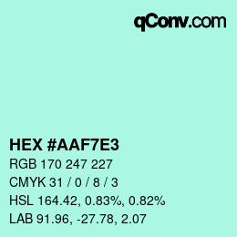 Color code: HEX #AAF7E3 | qconv.com