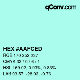 カラーコード: HEX #AAFCED | qconv.com