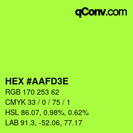 カラーコード: HEX #AAFD3E | qconv.com