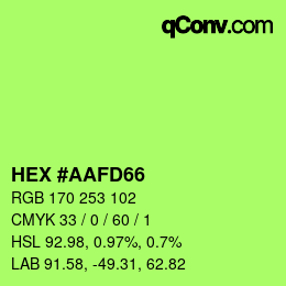 カラーコード: HEX #AAFD66 | qconv.com