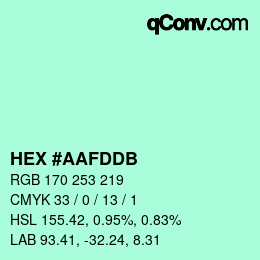 カラーコード: HEX #AAFDDB | qconv.com