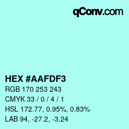 カラーコード: HEX #AAFDF3 | qconv.com