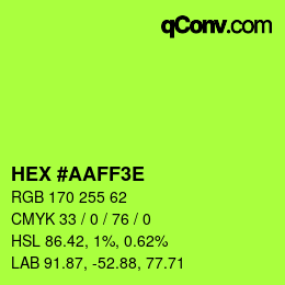 Color code: HEX #AAFF3E | qconv.com