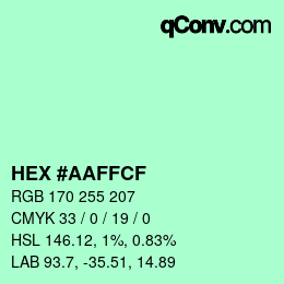 カラーコード: HEX #AAFFCF | qconv.com
