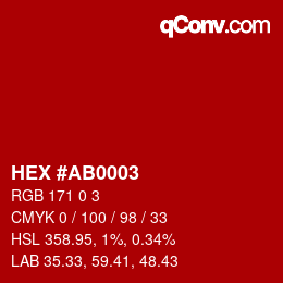 Color code: HEX #AB0003 | qconv.com