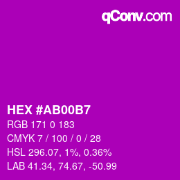 カラーコード: HEX #AB00B7 | qconv.com