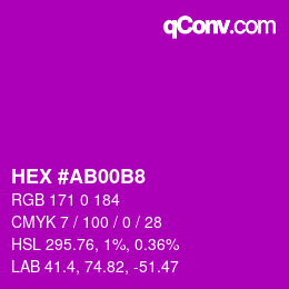 Color code: HEX #AB00B8 | qconv.com