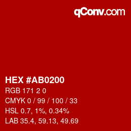 Color code: HEX #AB0200 | qconv.com