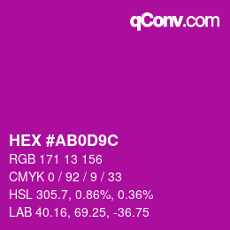 Color code: HEX #AB0D9C | qconv.com
