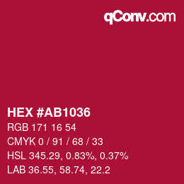 カラーコード: HEX #AB1036 | qconv.com