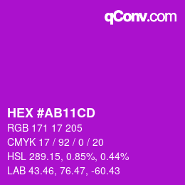 Code couleur: HEX #AB11CD | qconv.com