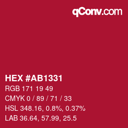 Color code: HEX #AB1331 | qconv.com