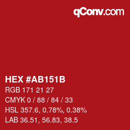 Color code: HEX #AB151B | qconv.com