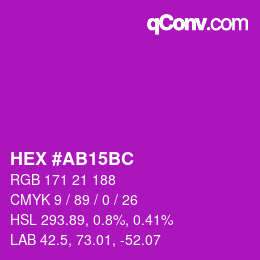 Color code: HEX #AB15BC | qconv.com