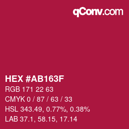 カラーコード: HEX #AB163F | qconv.com