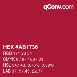 カラーコード: HEX #AB1736 | qconv.com