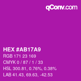 颜色代码: HEX #AB17A9 | qconv.com
