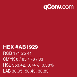 Color code: HEX #AB1929 | qconv.com