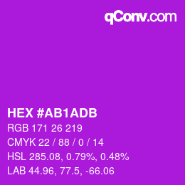 Color code: HEX #AB1ADB | qconv.com