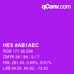 カラーコード: HEX #AB1AEC | qconv.com