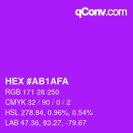 カラーコード: HEX #AB1AFA | qconv.com