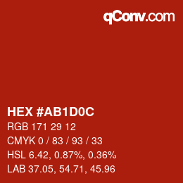 Color code: HEX #AB1D0C | qconv.com