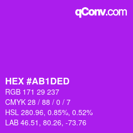 颜色代码: HEX #AB1DED | qconv.com