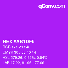 Color code: HEX #AB1DF6 | qconv.com