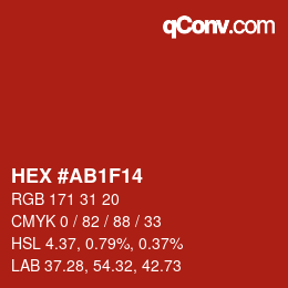 Color code: HEX #AB1F14 | qconv.com