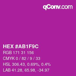 Color code: HEX #AB1F9C | qconv.com