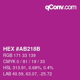 Color code: HEX #AB218B | qconv.com