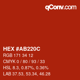 カラーコード: HEX #AB220C | qconv.com