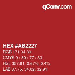 カラーコード: HEX #AB2227 | qconv.com