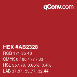 Farbcode: HEX #AB2328 | qconv.com